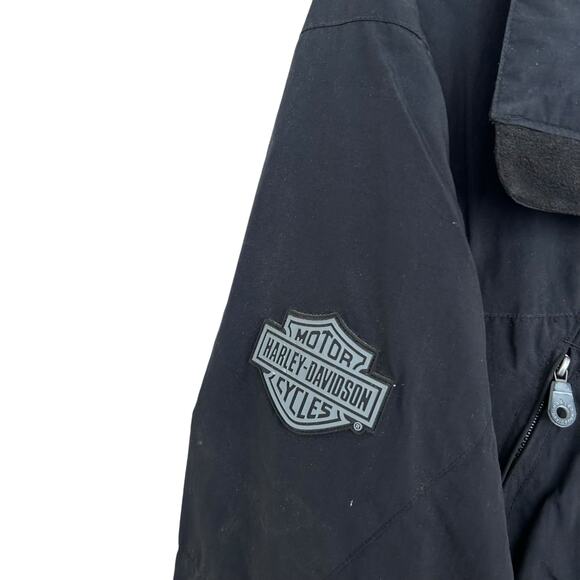 Harley Davidson Black Spell Out Jacket Sz L - Picture 5 of 11